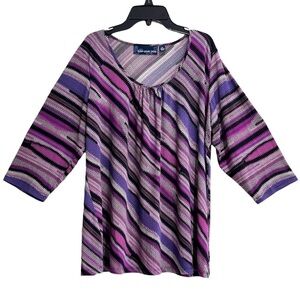 Susan Graver Style Women’s Blouse Top Plus Size 1X Purple